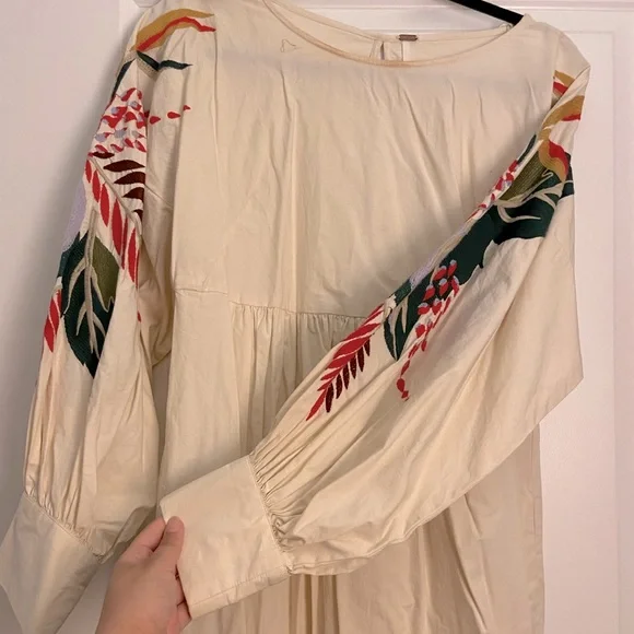 Free People Mini Embroidered Obsessions dress size small Ivory - Picture 5 of 7